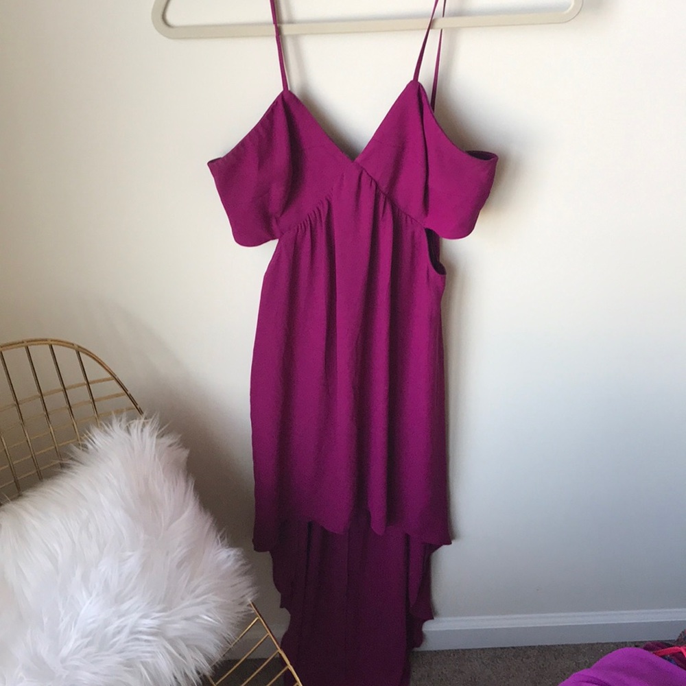 Express purple spaghetti strap cut-out dress